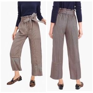 J. Crew Point Sur Paperbag Wide Leg Stripe Pant Black/Camel
